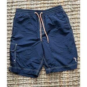 Caribbean Swimwear Men’s Size M Swim Trunks Shorts Blue Coral Lined Pockets
